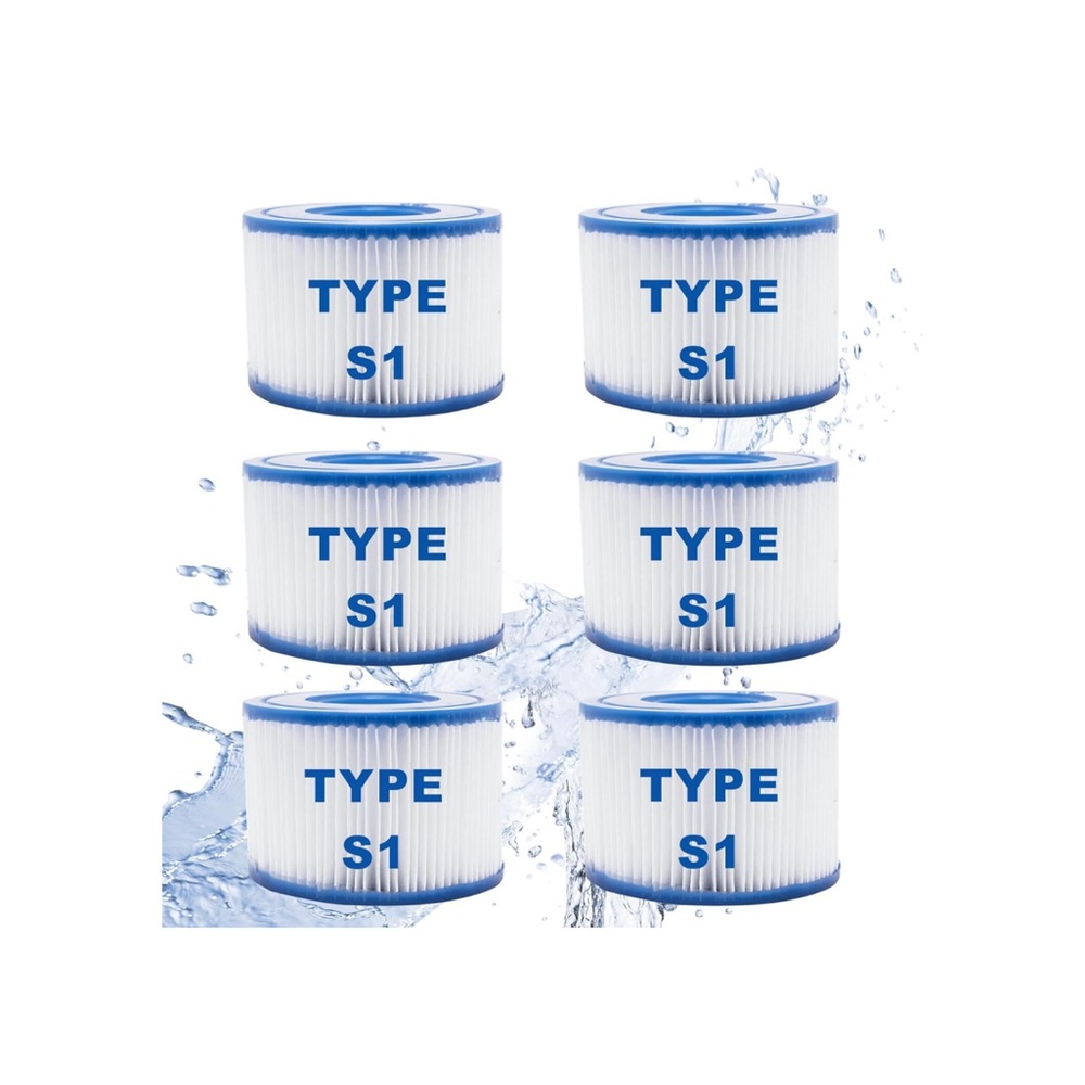 TYPE S1 Spa HOT TUB Cartridge Filter - White & Blue (6 Pack)